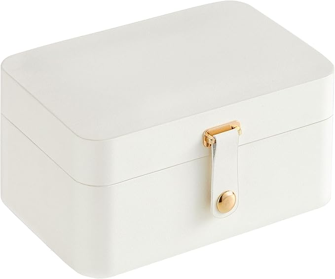 SONGMICS Jewelry Organizer Box, Travel Jewelry Case, 2-Layer Travel Case for Earrings, Necklaces, Bracelets - Portable Jewelry Storage with Large Capacity, Gift Idea, Cloud White UJBC166W01