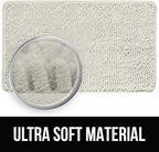 KANGAROO Bathroom Rugs, Chenille Soft Absorbent Bath Rug, Shaggy Shower Mat, Quick Dry Machine Wash Bathmat, Plush Carpet Mats for Tub, Bathtub and Room Home Decor Accessories, 36x24, Cream