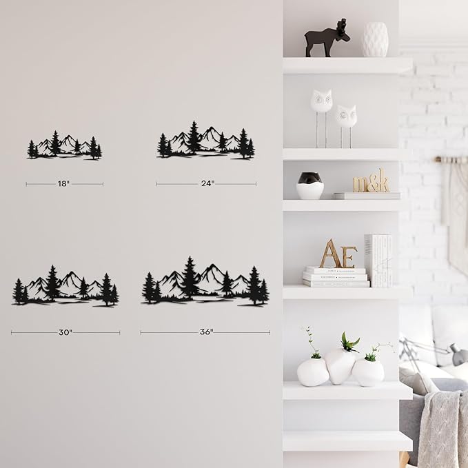SIGNLEADER Metal Wall Art Decor Mountain Pine trees Modern Abstract Wall Sculpture Hangings Home Decoration for Living Room, Bedroom, Bathroom, Kitchen, Outdoor - 24" Black