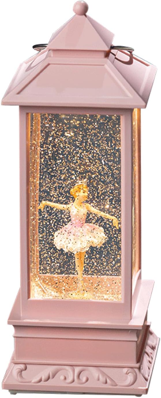 Snow Globe Lantern with Ballet Girl Ballerina – Shatterproof 8 Songs Musical Box Automatic Snowfall Led Light USB & Battery Powered,for Valentine’s Day Gifts Present Birthday Home Fall Decoration,Pink