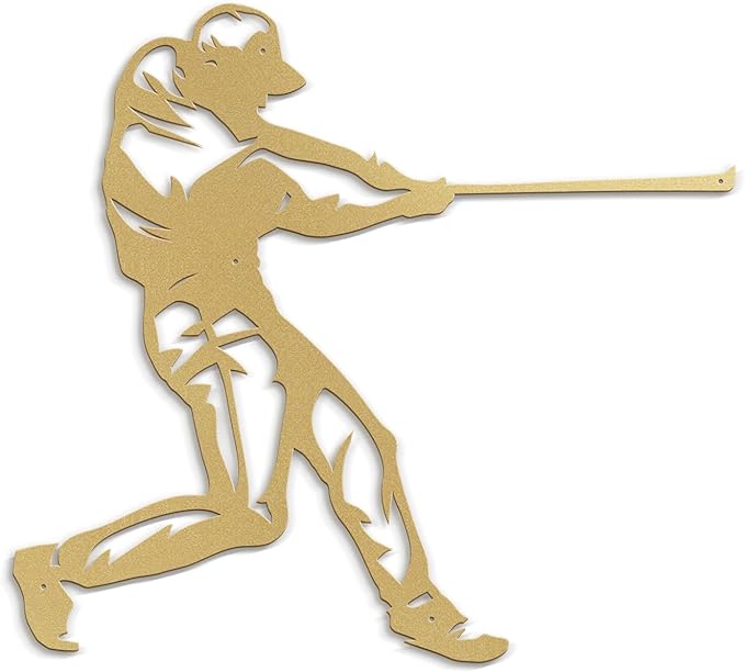 SIGNLEADER Metal Wall Art Decor - Baseball Batter Sport Minimalist Modern Abstract Wall Sculpture Hanging Home Decoration for Living Room, Bedroom, Bathroom, Kitchen, Studio, Outdoor - 30" Gold