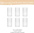 Glasseam Hurricane Glass Candle Holders: 6 Pcs Clear Candle Holders for Pillar Candles Ribbed Modern Candle Holder Decorative Cylinder Vases for Centerpiece Wedding Table Decoration 5.91’’
