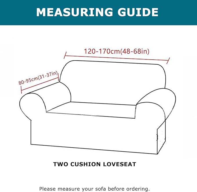 KRFOONN 3 Piece Printed Couch Cover for 2 Cushion Couch Stretch Sofa Loveseat Slipcover with 2 Separate Seat Cushion Covers Furniture Protector with Elastic Bottom for Living Room (Loveseat, 50)