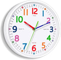 Silent Kids Wall Clock – Non-Ticking, Battery-Powered, Ideal for Teaching Time and Stylish Décor in Any Room - 14 Inch