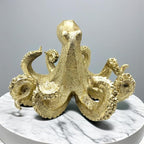 Gold Octopus Vintage Statue Sculpture Frgurine Gift for Home Office Living Room Desktop Display Decor Decorative