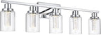 MELUCEE 5 Color Dimmable Bathroom Vanity Light Fixtures 5-Light Bath Wall Lights Modern LED Vanity Lights for Bathroom Chrome with Crystal Bubble Clear Glass Shade, Built-in LED Chips