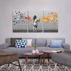 Novatique Banksy Canvas Wall Art Large Graffiti Wall Art Abstract Butterfly Graffiti Poster Modern Street Pop Art Canvas Painting for Bedroom Living Room,24”x 36”x3Pcs