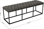 HomePop Upholstered Button Tufted Decorative Bench with Metal Base, Gray Faux Leather