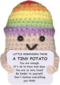 Funny Knitted Wool Doll Toy with Positive Card, Creative Cute Mini Crochet Positive Potato Dolls Cheer Up Gift for Family Kids Friends Encouragement Decoration (A- Little Reminder from Potato)