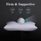 Goose Feather Down Pillow Standard Size Set of 2, Firm Hotel Collection Bed Pillows for Sleeping, 2 Pack, Down Surrounded Pillows for Side Sleepers 20 x 26 in.