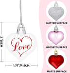 48 Pieces Valentine Heart Baubles Ornaments Valentine's Day Heart Shaped Ornaments for Decoration or Wedding Anniversary Party Supplies, 4 Colors in 8 Styles