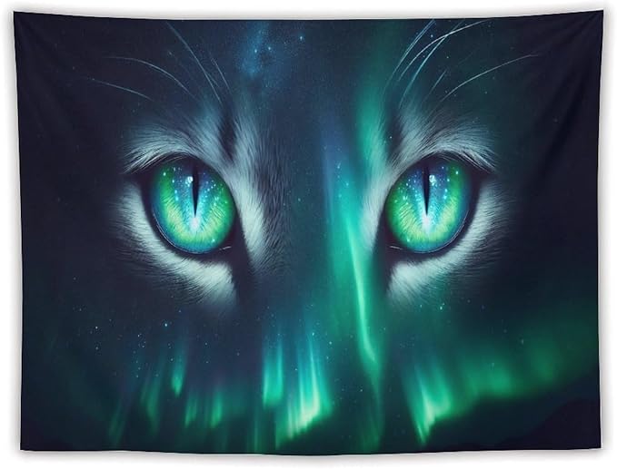 VUMIVI Cat Eye Galaxy Tapestry Mystical Northern Lights Starry Sky Abstract Aurora Art Magical Fantasy Decor Tapestry Wall Hanging for Living Room Bedroom Dorm Classroom Aesthetic Decor W80xL60in