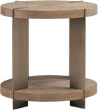 Liberty Furniture Harlow Living Room Round End Table - Sandstone & Satin Nickel
