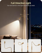 Reading Floor Lamp, 74.2" Tall LED Lamp with, 360° Flexible Gooseneck & Touch Control, 5000K Cool White LED, Sturdy Base, Crafts Standing Lamp, for Reading, Living Room, Matte Gold D16LD05