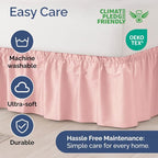 Wrap Around Dust Ruffle Bed Skirt - Baby Pink - King Size Beds w/ 15 Inch Drop - Easy Fit Elastic Strap - Adjustable Pleated Bedskirt w/Brushed Fabric - Wrinkle Free - Women, Men, Kids & Teens