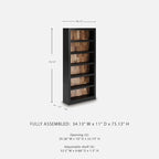 Signature Design by Ashley Wildenauer Farmhouse 75" Bookcase with 2 Fixed Shelves and 4 Adjustable Shelves, Black & Light Brown