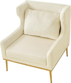 Merax Luxury Velvet Accent Chair, Modern Mid-Century Armchair for Living Room, Bedroom Reading Corner, Comfortable Tufted Single Seater Sofa Chair with Iron Legs (Beige)