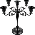 5-Candle Metal Candelabra 10.2 Inch Tall Candlestick Candle Holders for Home Decor Wedding Christmas Church Halloween Party, Black