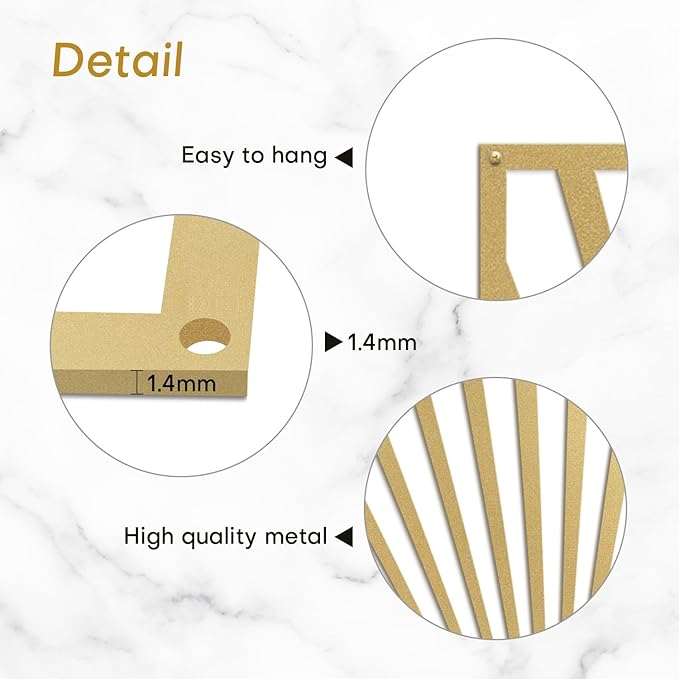 SIGNLEADER Metal Wall Art Decor Gold Shining Sun Minimalist Modern Abstract Wall Sculpture Hangings Home Decoration for Living Room, Bedroom, Bathroom, Kitchen, Outdoor - 36" Gold