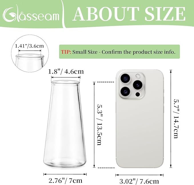 Glasseam Clear Flower Vases for Centerpieces: Modern Glass Vase Set of 12 for Wedding Party Centerpiece Home Table Decor 5.5In Small Bud Vases for Flowers Rose Tulip Stems