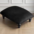 Small Foot Stool Ottoman with Stable Wood Legs Upholstered Footstool Padded Foot Rest Step Stool for High Beds Seat Chair Couch Sofa Patio Bedroom Living Room Office (5.9" H-Black)