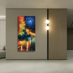 Alenoss Hand Painted Vertical Abstract Large Canvas Wall Art 48x24 Inches Oil Paintings on Canvas Blue Artwork for Wall Home Decorations Wall Décor