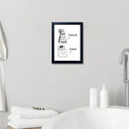 Kids Bathroom Wall Decor Framed Black and White Bathroom Print Funny Toliet Paper and Toothbrush Picture Artwork for Children's Bathroom