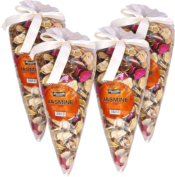 Potpourri 4 Pack Set – Dried Botanical Petals for Bowl or Vase Filler, Home Fragrance Décor – 4 Pouches, 70g Each (9.88 oz Total) (Jasmine)