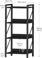 HOOBRO Bookshelf, 4-Tier Industrial Bookcase, Book Shelf Storage Organizer, Small Bookshelf with Metal Frame for Living Room, Bedroom, Home Office, Kitchen, Black BB40SJ01