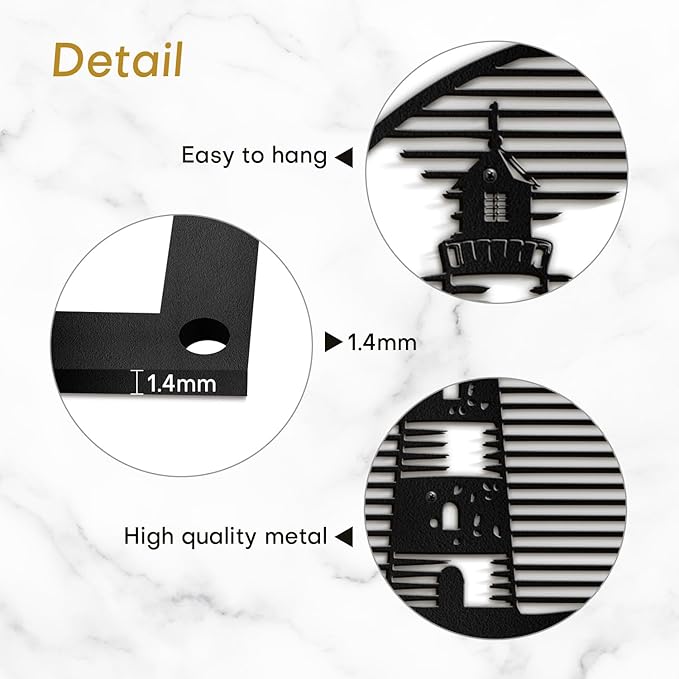 SIGNLEADER Metal Wall Art Decor Lighthouse Minimalist Modern Abstract Wall Sculpture Hangings Home Decoration for Living Room, Bedroom, Bathroom, Kitchen, Outdoor - 24" Black