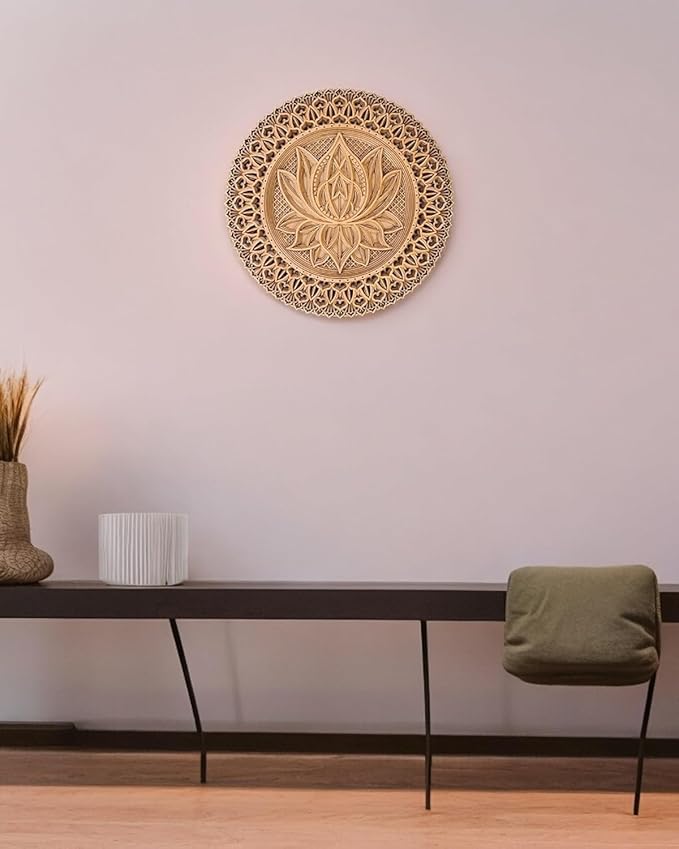 Multilayer Wooden Mandala Wall Art | Handcrafted 8-Layered Bohemian Hanging Decoration for Home, Bedroom, Living Room, Meditation & Spiritual Spaces | Classic Wooden Mandala Wall Hanging Decor