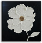 YaSheng Art - Thick Texture Flowers Abstract Oil Painting Hand-Painted Black and White Wall Art Minimalist modern Art Paintings Home Living room Room Dining Room Bedroom Wall Decorative Art Oil Painting 24x24inch