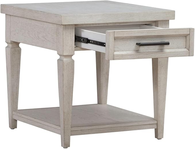 Liberty Furniture Caruso Heights Drawer End Table for Living Room - Whitestone Oak Wood