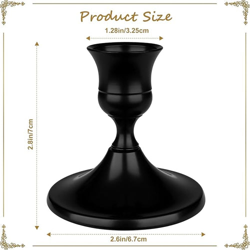 12 Pcs Silver Taper Candle Holders Vintage Candlesticks Holder for Home Decor Table Centerpiece Dining Party Festival Decorations (Black)