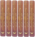 Hosley Set of 6 Wood Incense Holder Moon 10" Long. Ideal Gift for Wedding, Aromatherapy, Zen, Spa, Reiki, Meditation