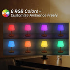 Waterproof Rechargeable Table Lamp - Portable Cordless Desk Lamp with 8 RGB Colors,4000mAh Outdoor Stepless Dimmable LED Night Light for Bedroom, Living Room,Camping Restaurant,Office (Wood Grain)