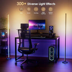 RGB Corner Floor Lamp, 65" Color Changing LED Floor Lamp Bluetooth APP Remote Control Music Sync Modern Standing Lamp 16 Million DIY Colors with Heavy Base for Living Room Bedroom GameRoom