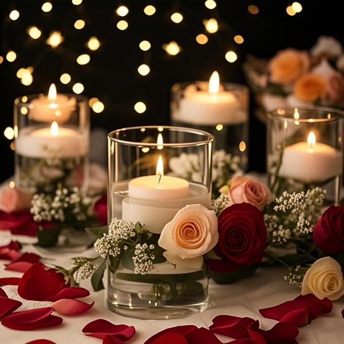 48 Pack 2 inch White Floating Candles Unscented Floating Candle for Centerpieces 5-6 Hours Burning 2” Floating Candle Bulk for Wedding Christmas