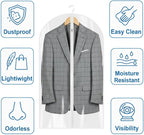 All Clear Garment Bags for Travel - 32” PEVA Waterproof Suit Cover with Zipper for Hanging Clothes, Shirts, Sweaters - Durable Dresser for Closet Storage, Dustproof & Moisture Resistant - 32”/12 Pack