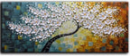 YaSheng Art - 100% Hand Painted Contemporary Art Oil Painting On Canvas Texture White 3D Flower Paintings Modern Home Bedroom Living Room Wall Decor Abstract Art Paintings 24x60inch