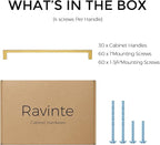 Ravinte 30 Pack 10 Inch Solid Square Cabinet Pulls - Brushed Brass Handles for Kitchen Cabinets & Drawers