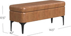 HomePop Upholstered Storage Bench with Metal Leg, 42" W, Carmel Faux Leather