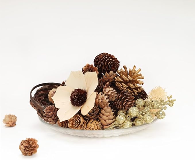 Potpourri Bowl Filler, Pot Pourri Dried Flower Vase Fill Mix, Fresh Flower Scented Box Poporri for Any Ocassion and Any Season, Spring Autumn Natural Flower and Pinecone Home Decor All Seasons