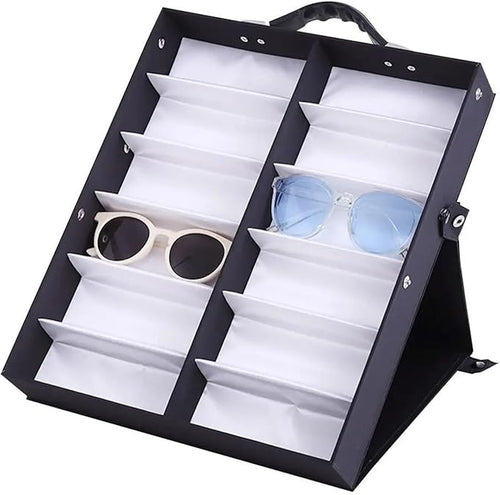 12/18 Slots/Grid Glasses Storage Box Sunglass Display Organizer Tray Eyeglasses Collector For Women Men(12 slots)