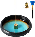 Ceramic Incense Burner,Handmade Incense Stick Incense Burner Reflux Burner,Sage, Coil Incense, Ash Catcher, Smudge Bowl for Yoga Meditation Room Décor,Crack Blue