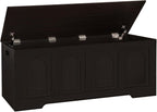 DINZI LVJ Storage Chest, 50” Extra Large Storage Bench with 2 Safety Hinges, Wooden Toy Box with Flip-Top, Large Trunk for Living Room, Playroom, Easy Assembly, Espresso