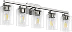 BesLowe 30" 5-Light Bathroom Light Fixture, Modern Brushed Nickel Bathroom Vanity Light, Bathroom Lighting Fixtures Over Mirror, Nickel Bathrom Wall Lamp, Wall Lights for Living Room Bedroom Hallway
