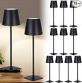 Retisee 12 Pack Rechargeable Cordless LED Table Lamps Black 3000mAh Battery Operated Table Light 3-color Stepless Dimming Portable Desk Lamps for Restaurant Coffee Bars Camping Bedrooms Indoor Outdoor