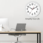 AKCISOT 12 Inch Wall Clock Silent Non Ticking Modern Wall Clocks Battery Operated, Analog Classic Clock Decorative for Bedroom, Kitchen, Home Office, Bathroom, School, Living Room (White)