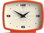 JONES CLOCKS® Film Desk Clock | Retro Rectangular Design | Orange | Retro Design, Blending mid Century Style with a Punchy Modern Finish for Shelf, Table, Mantel or Bedside